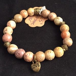 6.5" Soapstone Bracelet with Love Charm